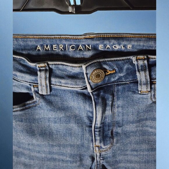 American Eagle Skinny Jeans 6L – Super Soft Stretch Blue Denim Mid Rise Long - Picture 4 of 11
